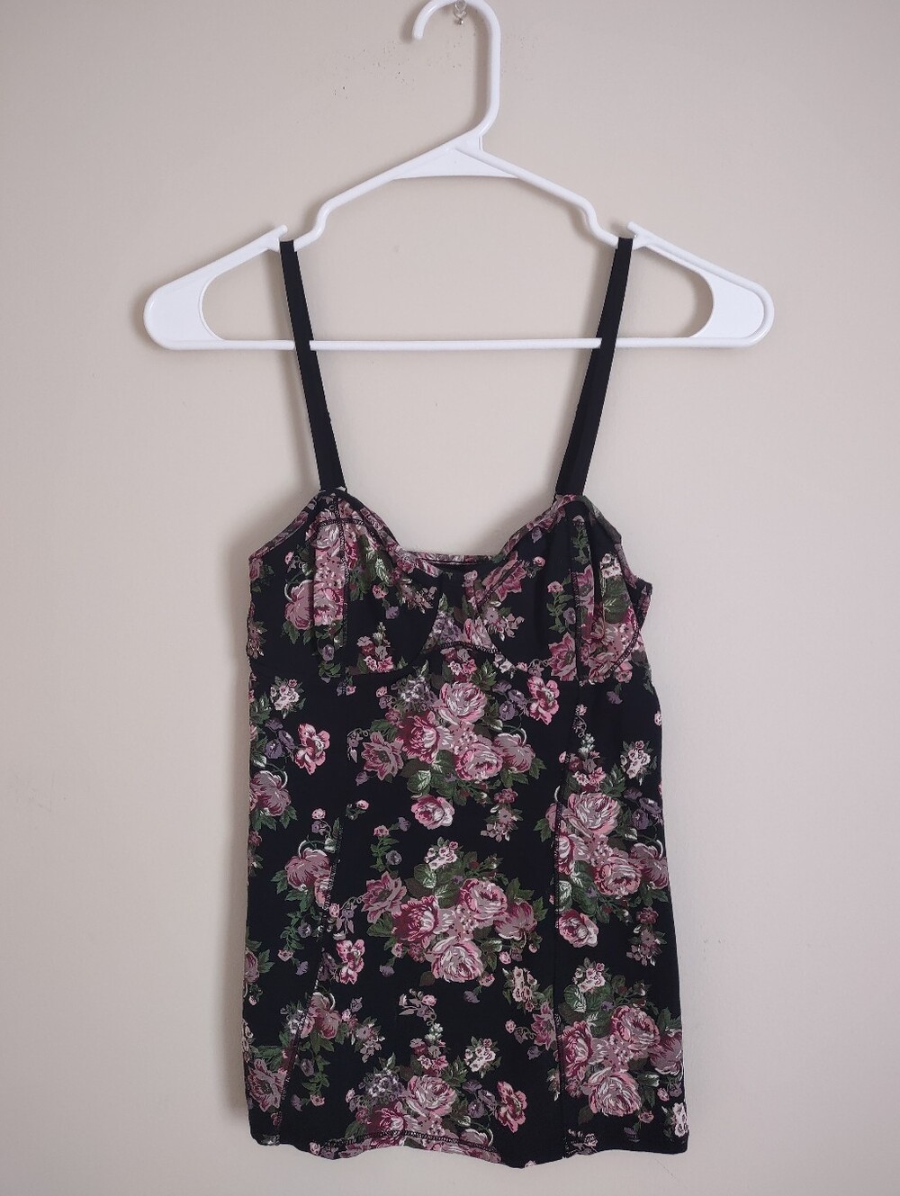 Talula Black Floral Cami with Pink Roses